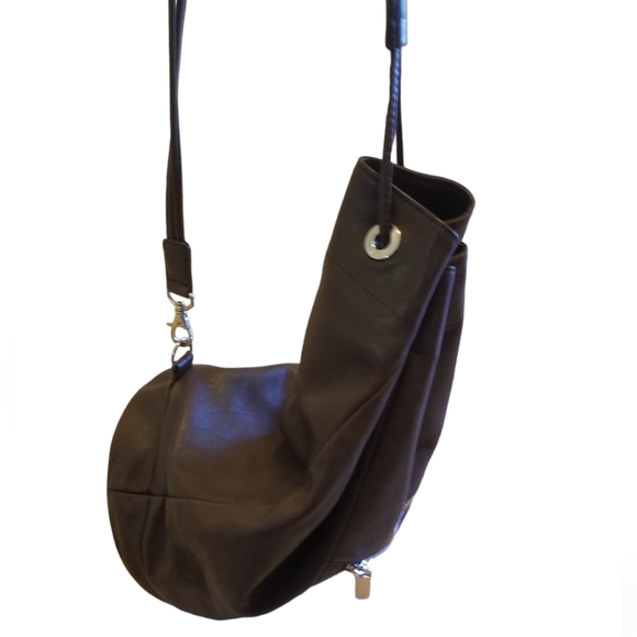 CK Calvin Klein brown Real leather duffle bucket backpack bag - Picture 3 of 14